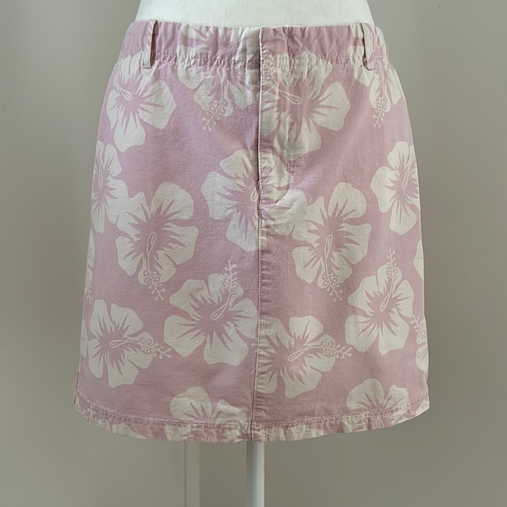 New Frontier Lavender/White Cotton Hibiscus Print Skirt sz 4